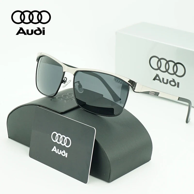 Audi Polarized Driving Sunglasses – UV400 Anti-Glare Alloy Frame | Rectangle Pilot Style