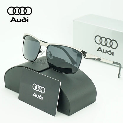 Audi Polarized Driving Sunglasses – UV400 Anti-Glare Alloy Frame | Rectangle Pilot Style