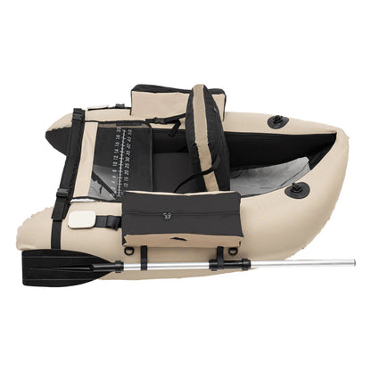Outdoor Inflatable Fishing Boat Khaki Portable Fishing Raft 286.6LBS Load 90-180° Adjustable Backrest for Ocean/River Fishing