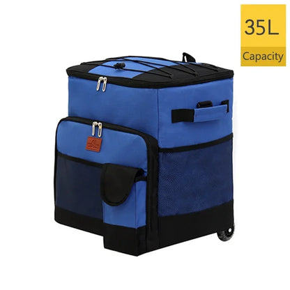 43L Rolling Cooler Bag with Removable Wheels &amp; Handle – Insulated Portable Cooler for Camping, Beach &amp; Travel