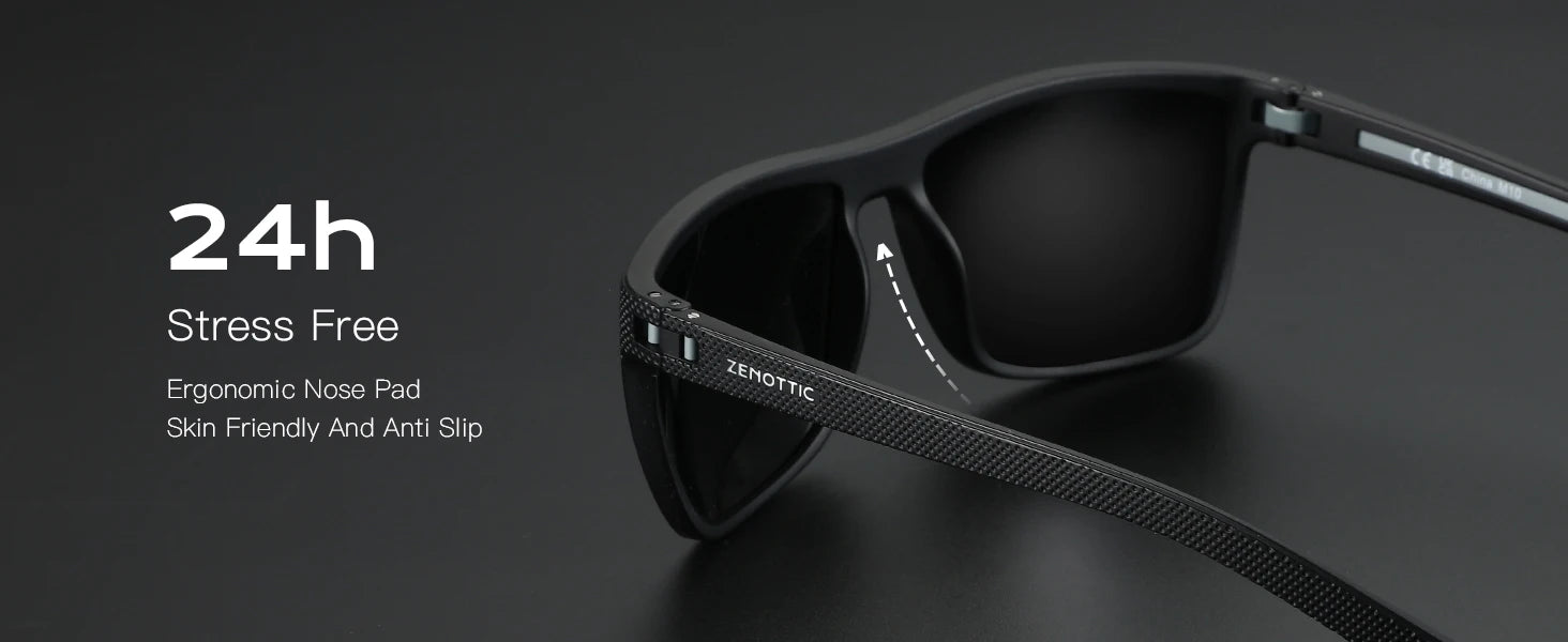 ZENOTTIC Polarized Sunglasses for Men Lightweight TR90 Frame UV400 Protection Square Sun Glasses