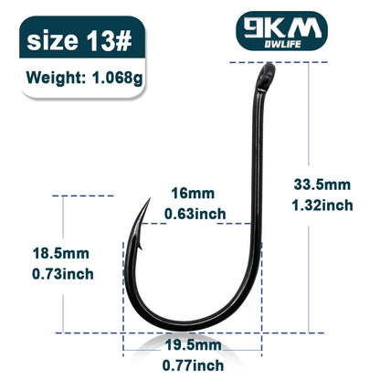High Carbon Steel Circle Hooks – Barbed | Reversed Point | 17 Sizes | 50 &amp; 100 Pack | Freshwater &amp; Saltwater