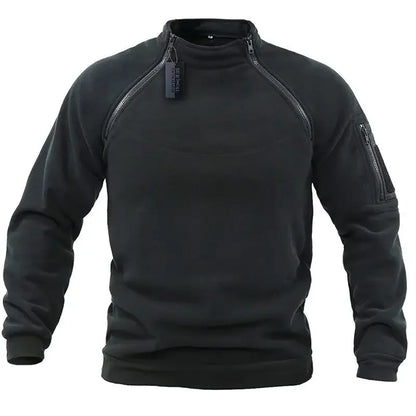 Tactical Sweatshirt Men Thick Double Zipper Fleece Hoodie Pullover Casual Outdoor Sports Long Sleeve Jacket Warm Breathable New