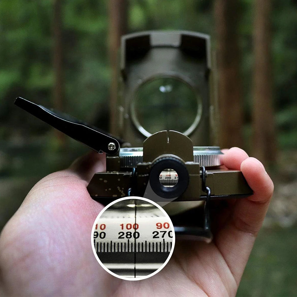 Mulitifunctional High Precision Outdoor Survival Military Compass Camping Waterproof Metal with Fluorescent Geological Compass