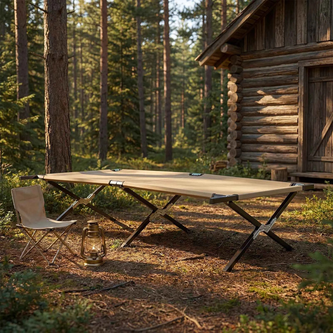 JHK Portable Folding Camping Marching Bed 300 LBS Capacity Collapsible Camping Cot Lounge Chair 73" x 36" Sleeping Cot Sturdy Frame for Outdoor Makeshift Bed