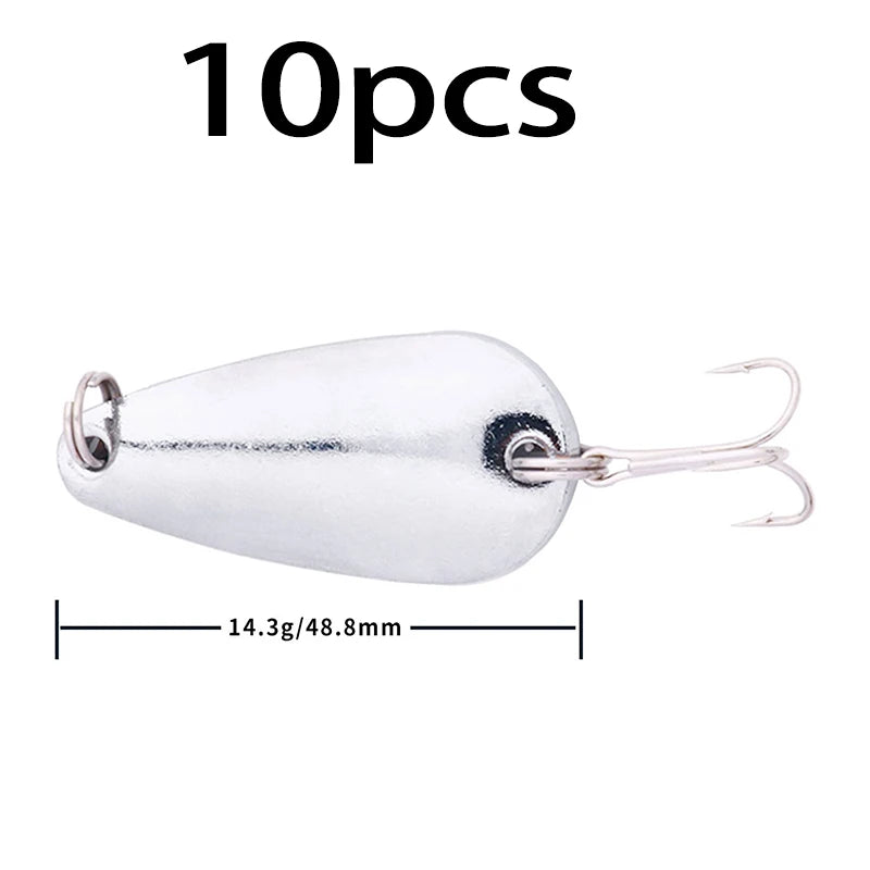 Metal Spoon Fishing Lure with Treble Hook – Gold &amp; Silver Jig Bait for Bass, Pike &amp; Perch