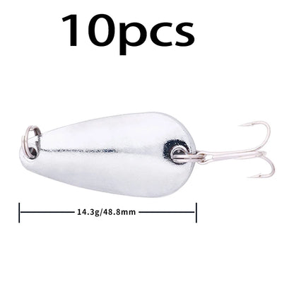 Metal Spoon Fishing Lure with Treble Hook – Gold &amp; Silver Jig Bait for Bass, Pike &amp; Perch