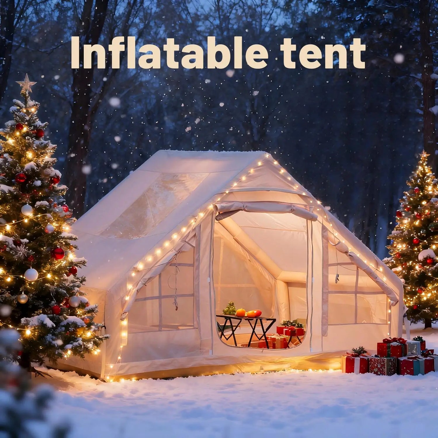 PAKICETUS Inflatable Camping Tent – 4-8 Person Portable 4-Season Waterproof Tent with Windows