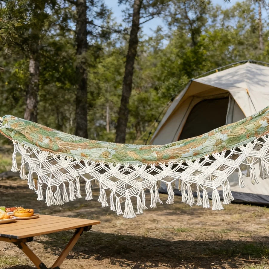 Bohemian Fringed Hammock – Single &amp; Double Person for Outdoor Garden &amp; Camping