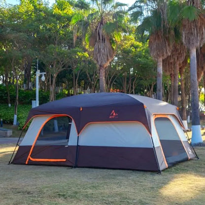 Extra Large Tent for 6101214 People with 2 Rooms 3 Doors and 3 Windows Featuring Mesh Panels Straight Wall Design Waterproof Do