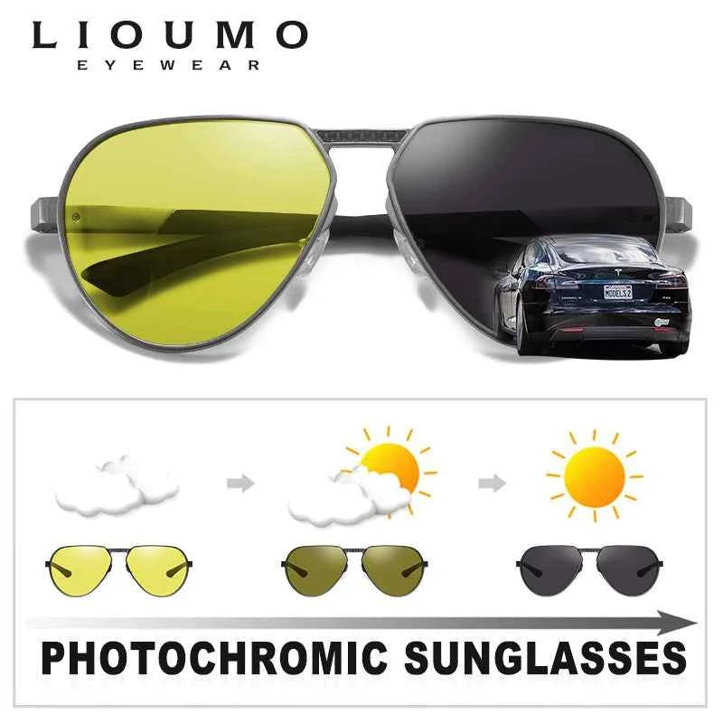LIOUMO Photochromic Night Vision Driving Sunglasses – Polarized UV400 for Men &amp; Women