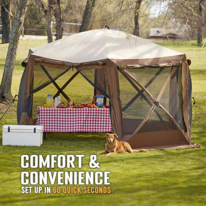 Pop Up Screen Tent, Large Outdoor Camping Gazebo Canopy, Pavilion, 12.5&