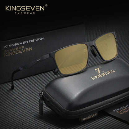 KINGSEVEN Polarized Rectangle Sunglasses – Aluminium Magnesium Frame, UV400 Mirror Lens