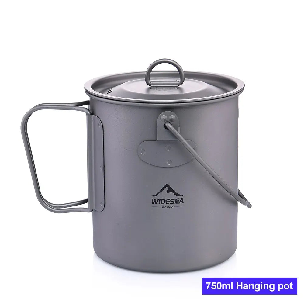 Widesea  Titanium Cookware  Titanium Cookware Set Tourism Cauldron Outdoor Cooking Pot Frying Pan Picnic Kitchen Hiking Trekking