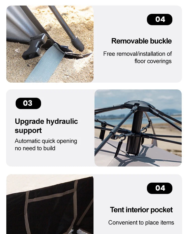Sonuto Outdoor 3-4P One-Touch Camping Tent Quick Automatic Opening Beach Fishing Tent
