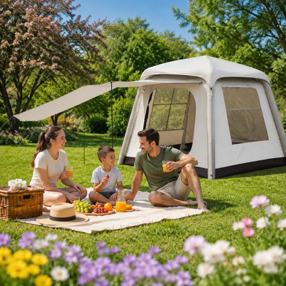 Portable Inflatable Camping Tent with Air Pump – Waterproof Windproof Family Air Tent, 5–8 Person