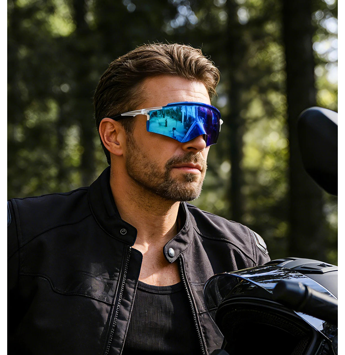 SCVCN Cycling Sunglasses – UV400 Waterproof Photochromic TR-90 Frame 146mm Wide Lens for MTB, Running &amp; Outdoor Sport