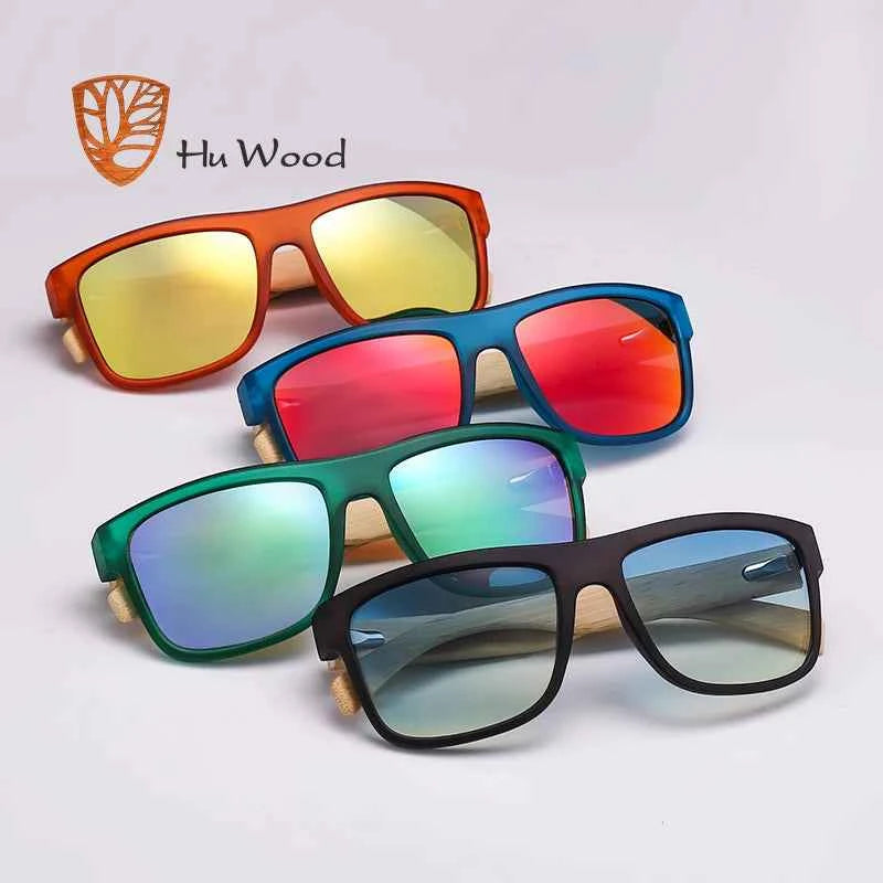 HU WOOD GR8010 Polarized Mirror Square Sunglasses – UV400, Unisex