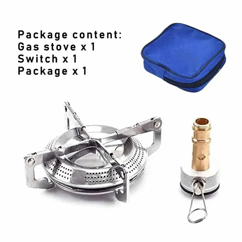 Portable Windproof Camping Gas Stove – Stainless Steel &amp; Brass Stove Head for Outdoor Cooking, Hiking &amp; Picnic (3–5 Person)