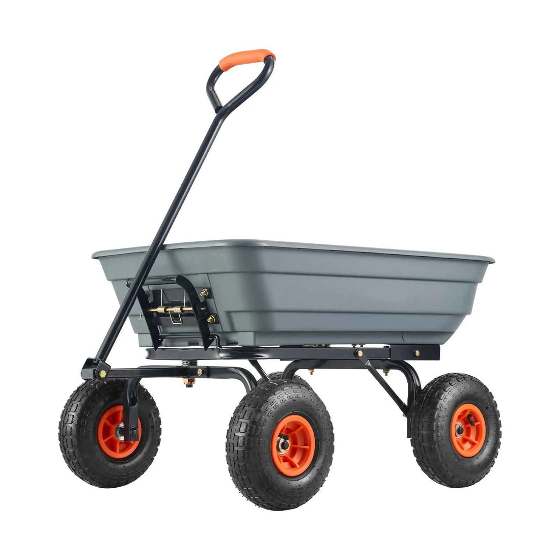 SucceBuy Heavy-Duty Garden Dump Cart – Poly Dump Wagon, 10" Wheels, 2-in-1 Handle, 600 or 1500 lbs Capacity