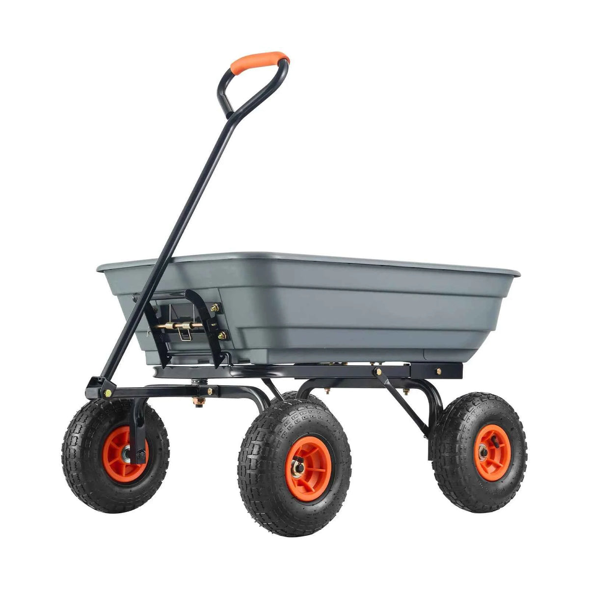 SucceBuy Heavy-Duty Garden Dump Cart – Poly Dump Wagon, 10" Wheels, 2-in-1 Handle, 600 or 1500 lbs Capacity