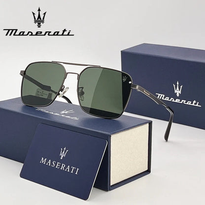 Maserati UV400 Polarized Sunglasses – Square Alloy Frame, Anti-Reflective TAC Lenses