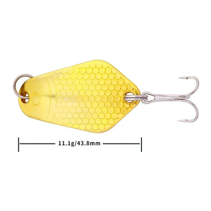 Metal Spoon Fishing Lure with Treble Hook – Gold &amp; Silver Jig Bait for Bass, Pike &amp; Perch