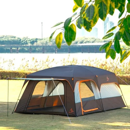 Extra Large Tent for 6101214 People with 2 Rooms 3 Doors and 3 Windows Featuring Mesh Panels Straight Wall Design Waterproof Do