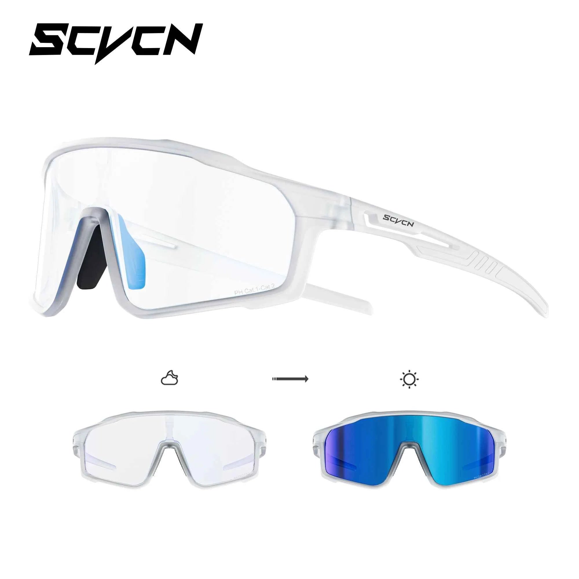 SCVCN Hiking Eyewear Photochromic Bike Cycling Sunglasses Men Outdoor Sports MTB UV400 Goggles Women Running Windproof Glasses