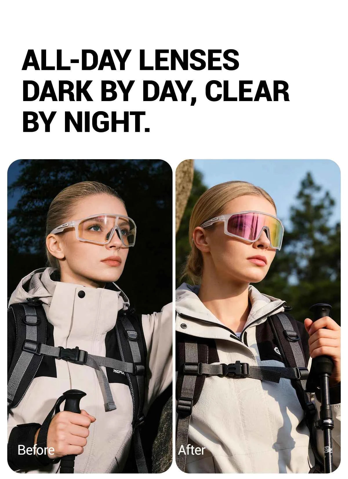 SCVCN Hiking Eyewear Photochromic Bike Cycling Sunglasses Men Outdoor Sports MTB UV400 Goggles Women Running Windproof Glasses