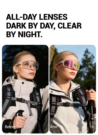 SCVCN Hiking Eyewear Photochromic Bike Cycling Sunglasses Men Outdoor Sports MTB UV400 Goggles Women Running Windproof Glasses