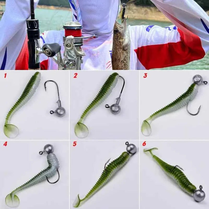 Soft Silicone Worm Fishing Lures with Jig Head Hooks | 15, 20 &amp; 40 Pack | Assorted Colors | Bass &amp; Finesse