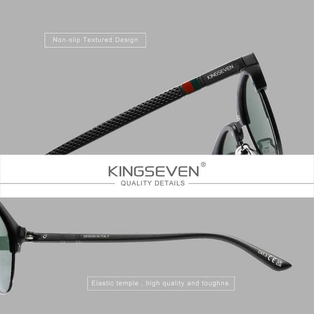 KINGSEVEN 7016 Polarized Sunglasses – Round Frame, UV400, 10 Colors, Unisex