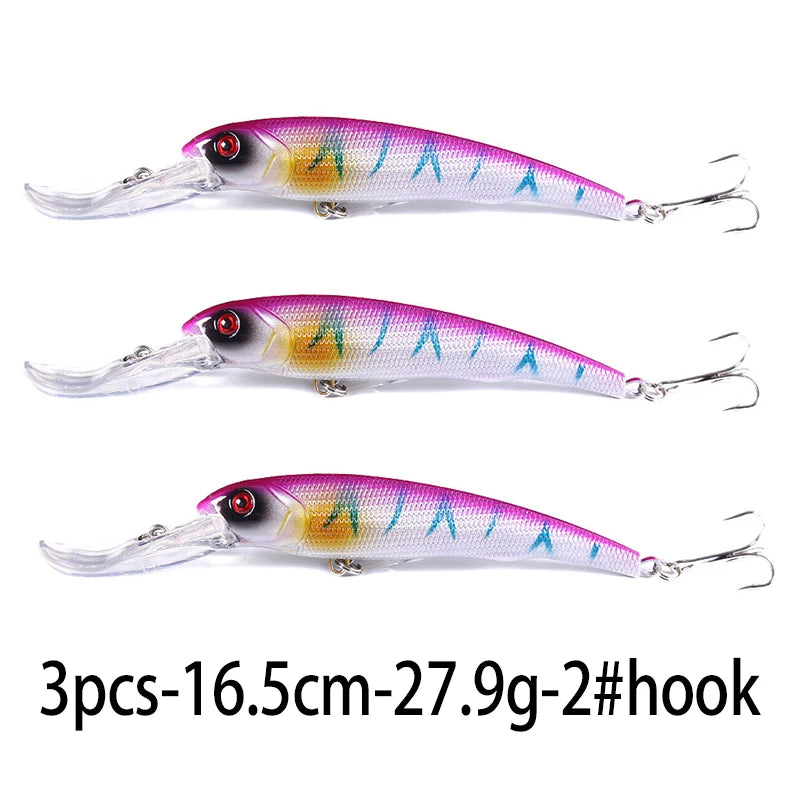 165mm 28g Deep Diving Minnow Fishing Lure – Hard Bait Wobbler for Bass, Pike &amp; Sea Fishing