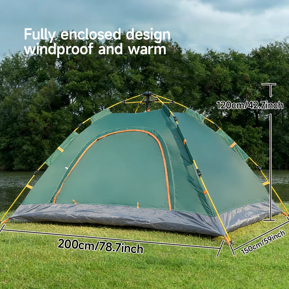 Waterproof Silver-Coated Fabric Tent with 1 Door 1 Window, High-Density B3 Mesh &amp; Automatic Fiberglass Poles