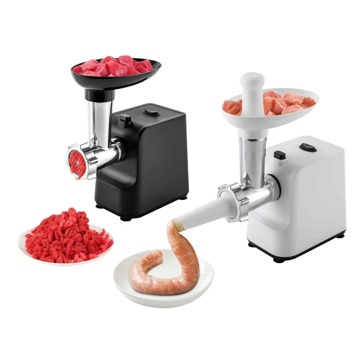 Electric Meat Grinder &amp; Sausage Stuffer – 400W/1000W Peak | 3 Plates | Copper Motor | 110V &amp; 220V | Model MG-S1