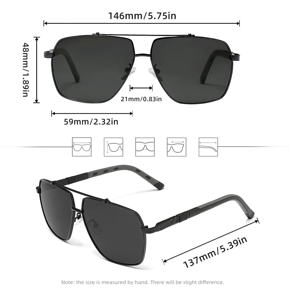 KINGSEVEN Square Polarized Sunglasses – UV400 Mirror Aluminum Frame for Men &amp; Women