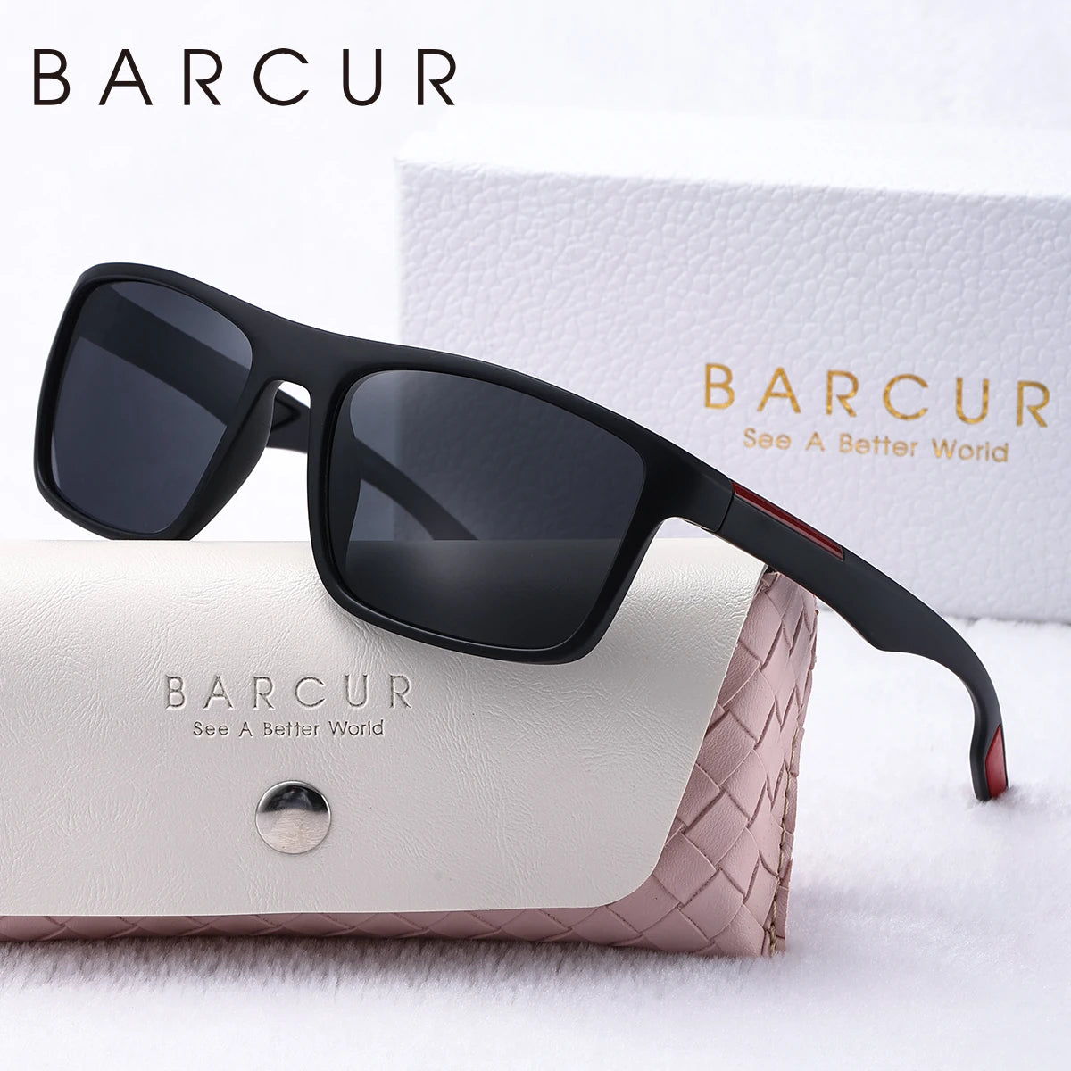 BARCUR TR-90 Polarized Rectangle Sunglasses – UV400, Outdoor Sport, Men &amp; Women