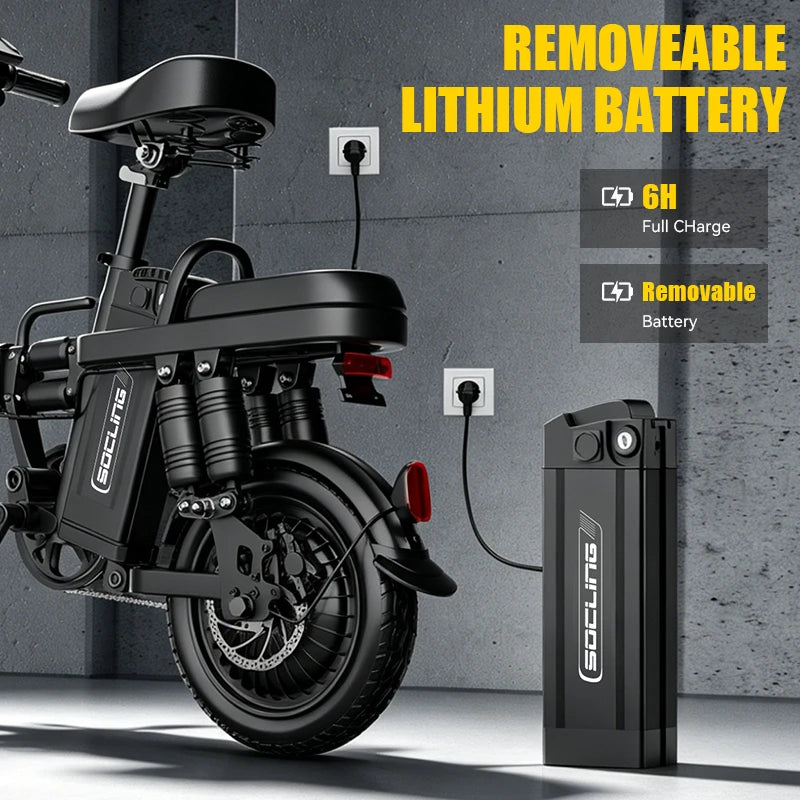 14" Folding Commuter eBike – 500W Motor, Removable Battery, Dual Disc Brake, Up to 19.9 MPH