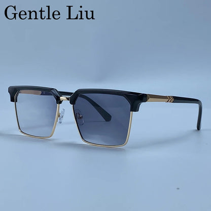 GENTLE LIU FY-99270 Square Sunglasses – Alloy Frame, UV400 Gradient, Steampunk Style