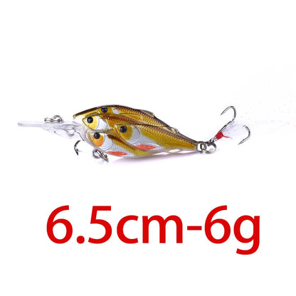 75mm 9g Floating Crankbait Fishing Lure – Swimbait Wobbler with Rattle &amp; 3D Eyes