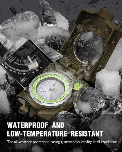 Professional Metal Sighting Compass with Inclinometer – Waterproof, Shockproof, Luminous
