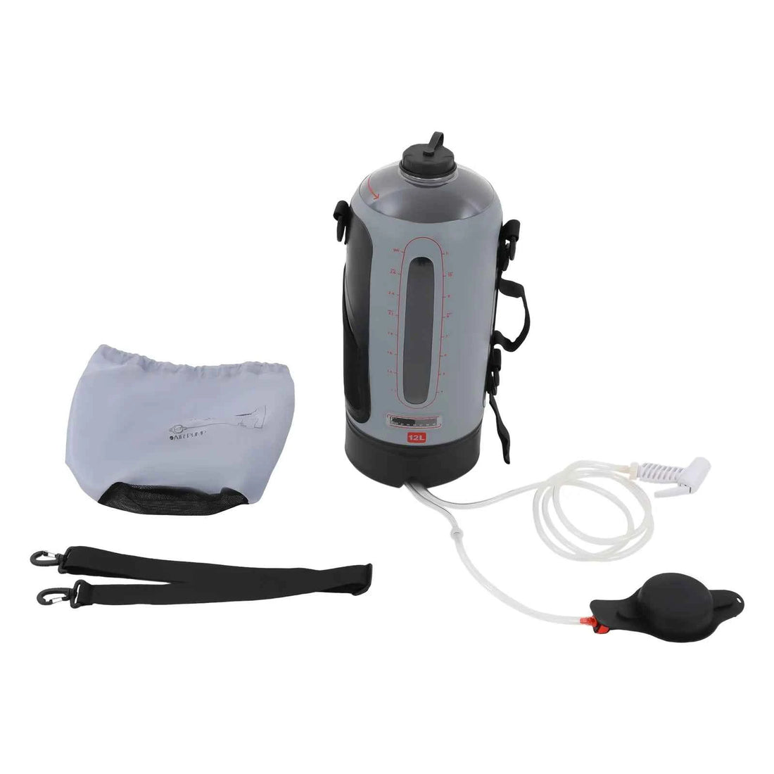 Bymaocar 12L Portable Pressure Camp Shower – 3-Gallon Solar Heating with Air Pump &amp; Hose