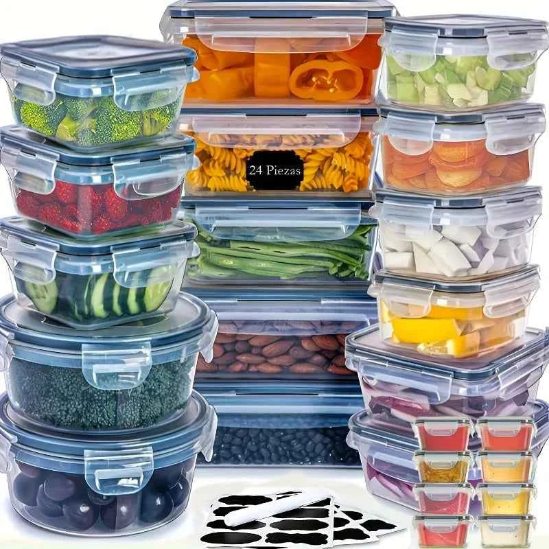 48Pcs BPA-Free Food Storage Set - 24 Airtight Containers &amp; Lids with Labels for Pantry, Travel, Kitchen Organization