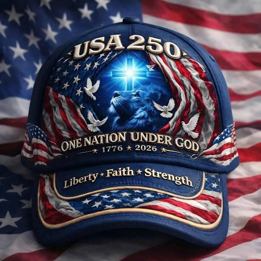1776-2026 US 250th Anniversary Lion Of Judah Baseball Cap Adjustable One Nation Under God Commemorative Hat Biblical Gift