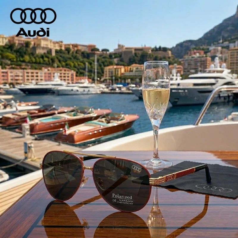 Audi Polarized Sunglasses – Unisex UV400 Square Aviator Alloy Frame Business &amp; Driving Shades