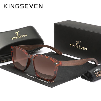 KINGSEVEN W5521 Black Walnut Wood Polarized Sunglasses – Handmade, UV400, Men’s