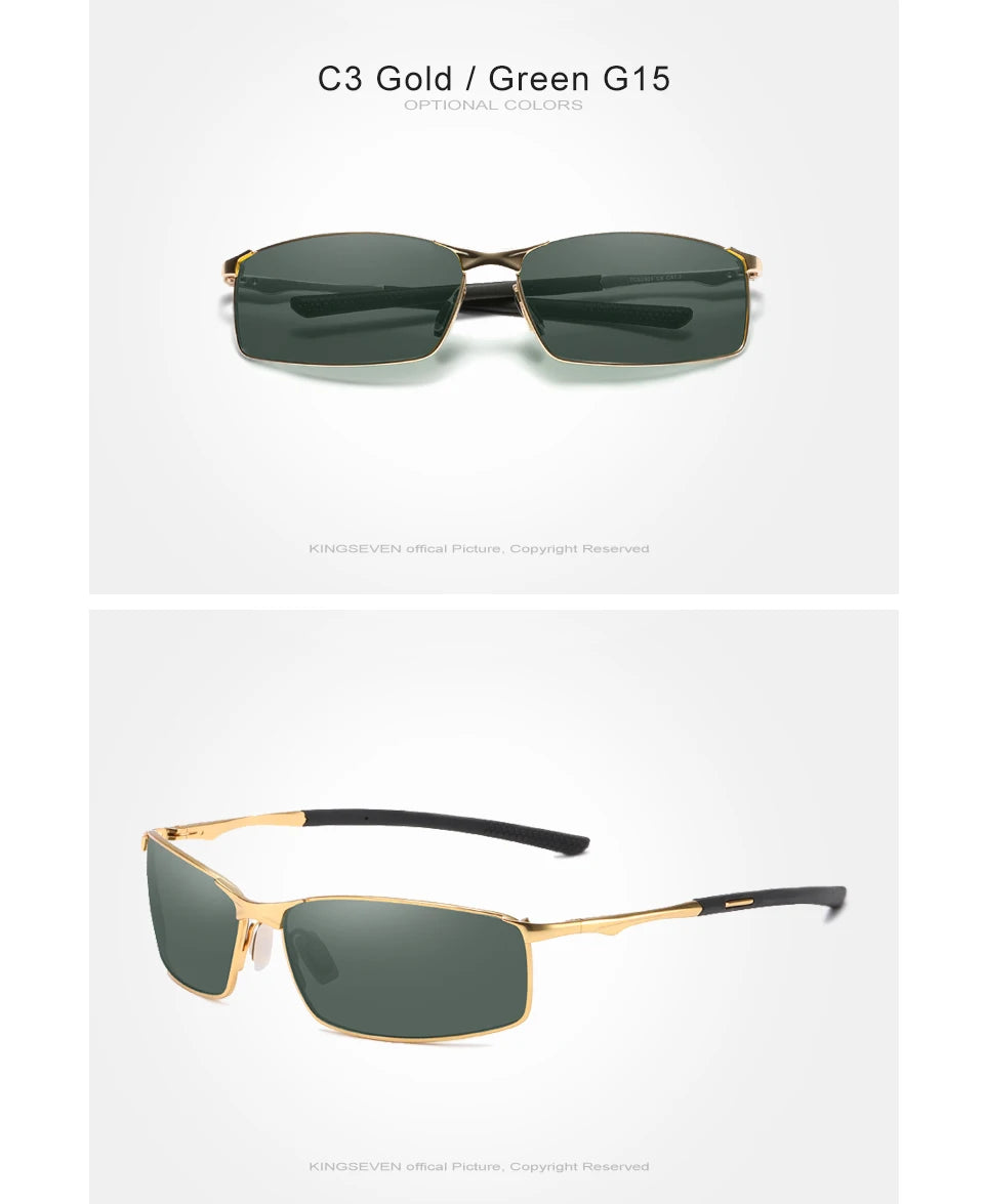 KINGSEVEN Fashion Alloy Frame Sunglasses – UV400 Polarized Rectangle