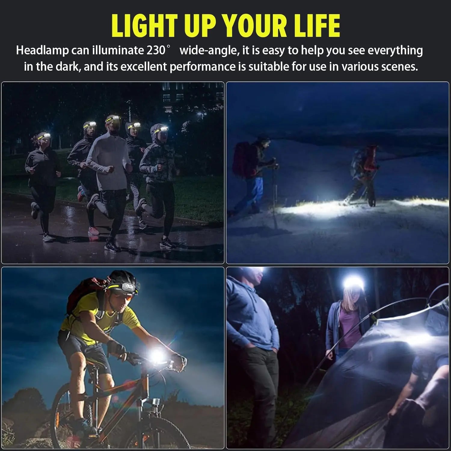 Headlamp Flashlight, 1000 Lumen Ultra-Light LED Rechargeable Headlight with 4 Modes and White Red Green Light, Head Light