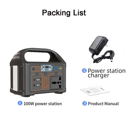 100W Portable Power Station 24000mAh LiFePO4 Charging Station Solar Generator 220V/110V Energy Storage Power Supply for Camping